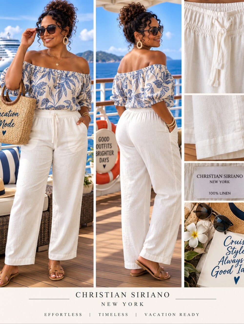 Christian Siriano 100% Linen Off White Ankle Pants L NWT